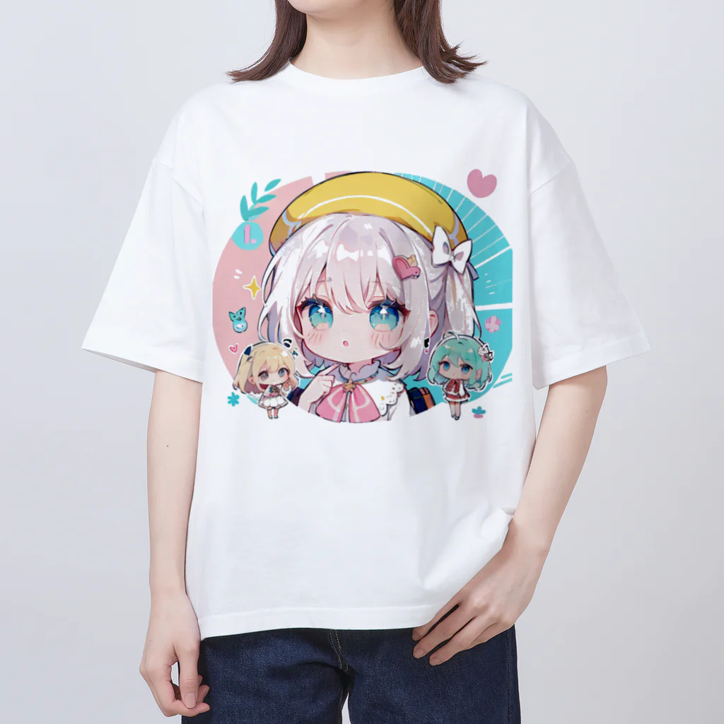 那須モバイル店の帽子を被る女の子 Oversized T-Shirt