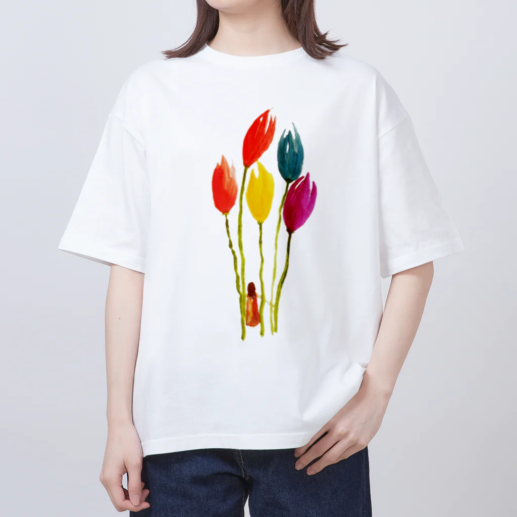 瀬名サキの花に囲まれて オーバーサイズTシャツ