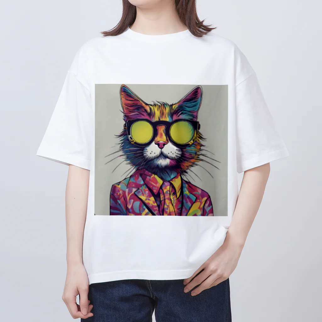 TakemaruFAのファンキーCAT Oversized T-Shirt