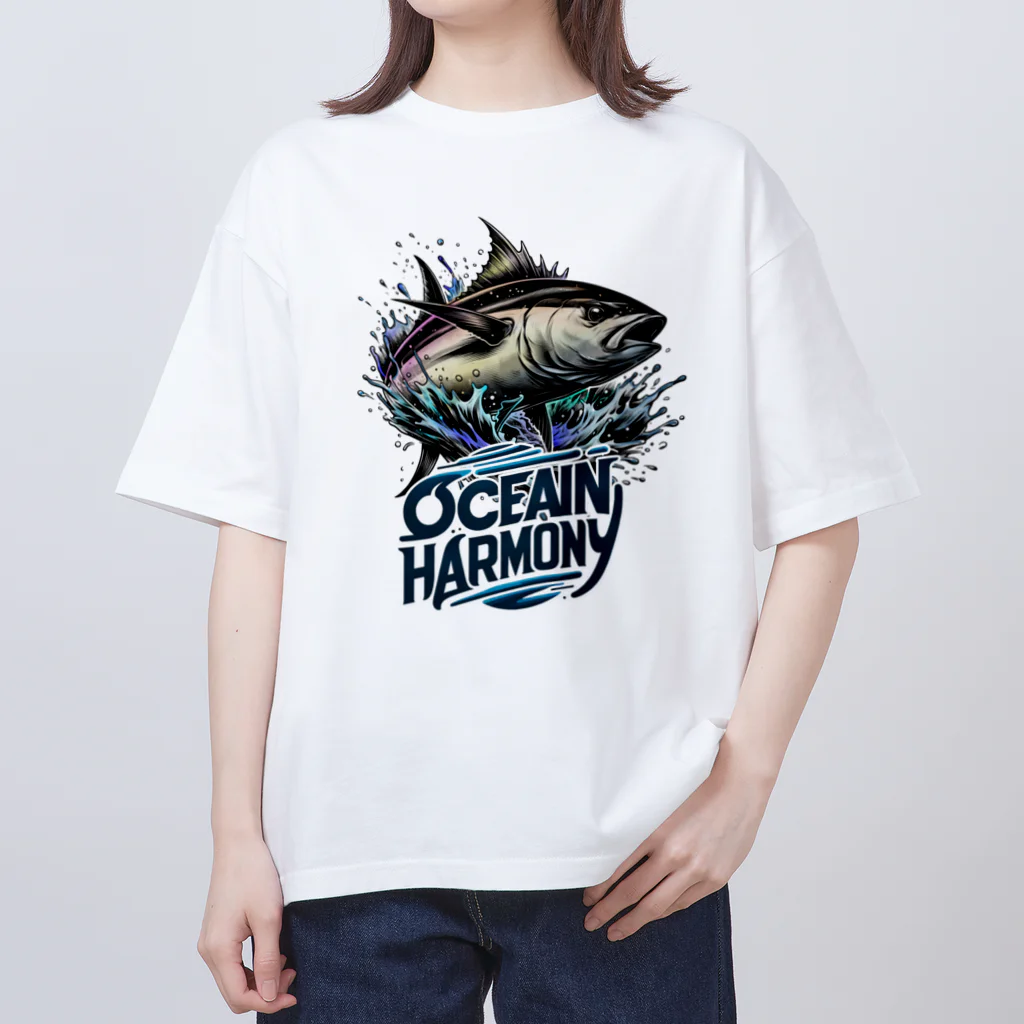 デザインカフェ の海洋の調和 オーバーサイズTシャツ