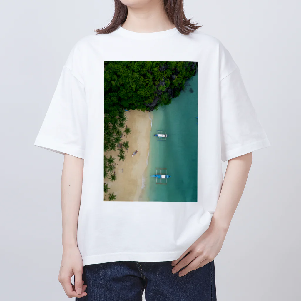 hir00の上空からのビーチ写真 オーバーサイズTシャツ