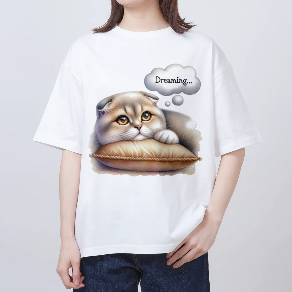 amakanaのまる耳ねこのほっこり時間 Oversized T-Shirt