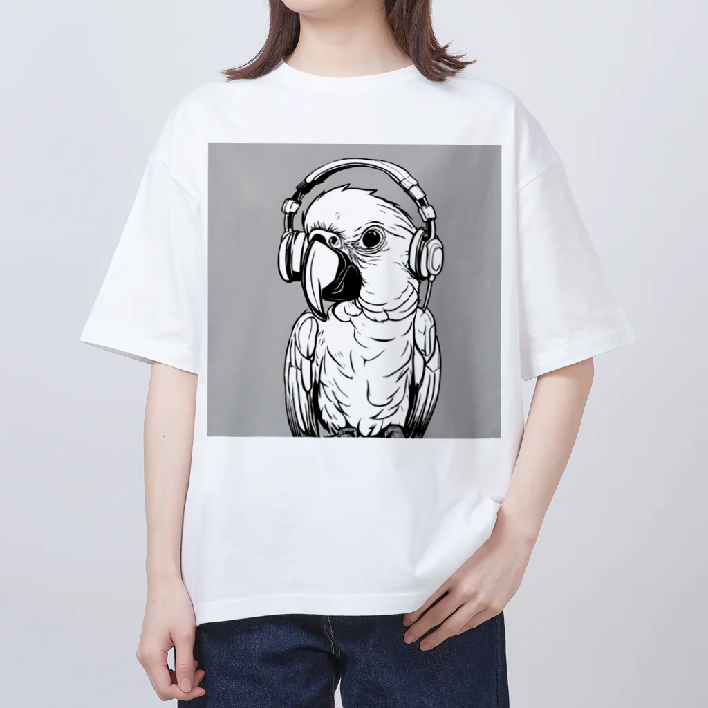 びとらびのアンニュイなヘッドホンオウムちゃんの音楽日常 オーバーサイズTシャツ