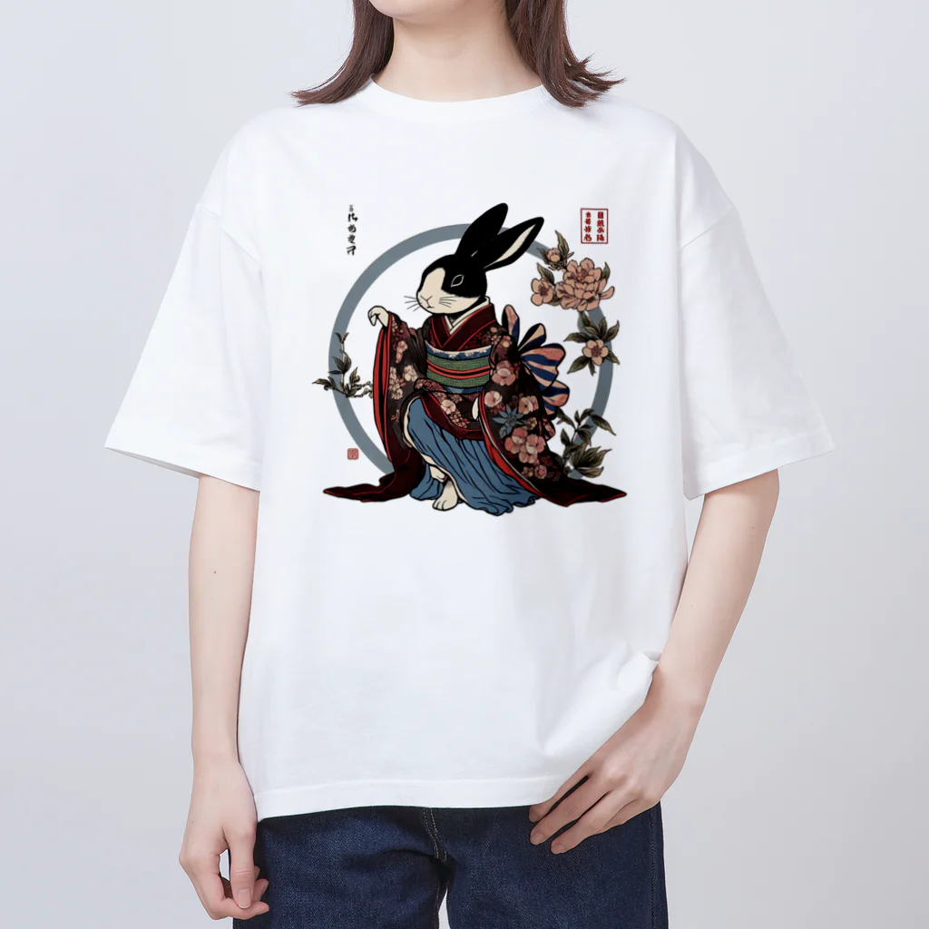 𝙍𝙖𝙗𝙗𝙞𝙩 𝙃𝙤𝙪𝙨𝙚の和服うさぎ オーバーサイズTシャツ