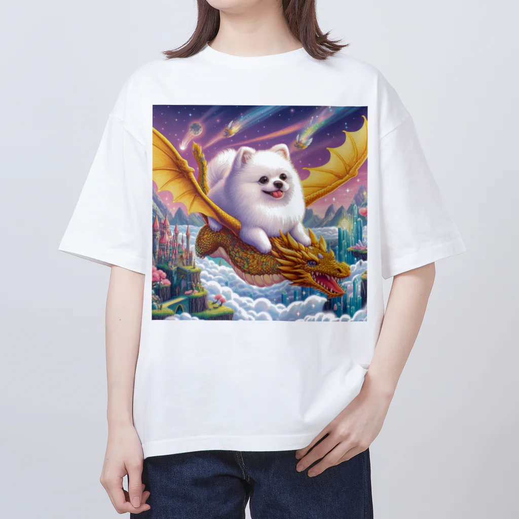 Pom-Dog'sのドラゴンと旅するポメちゃん Oversized T-Shirt