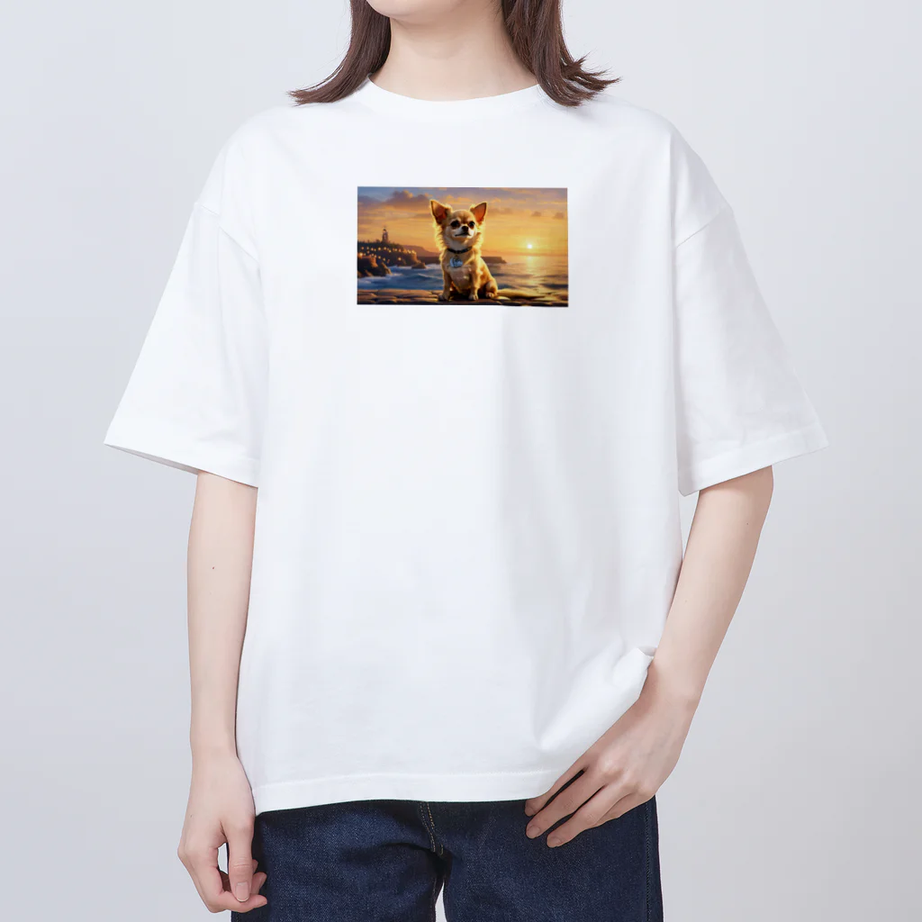 Welina_S-Artのサンセットチワワ オーバーサイズTシャツ