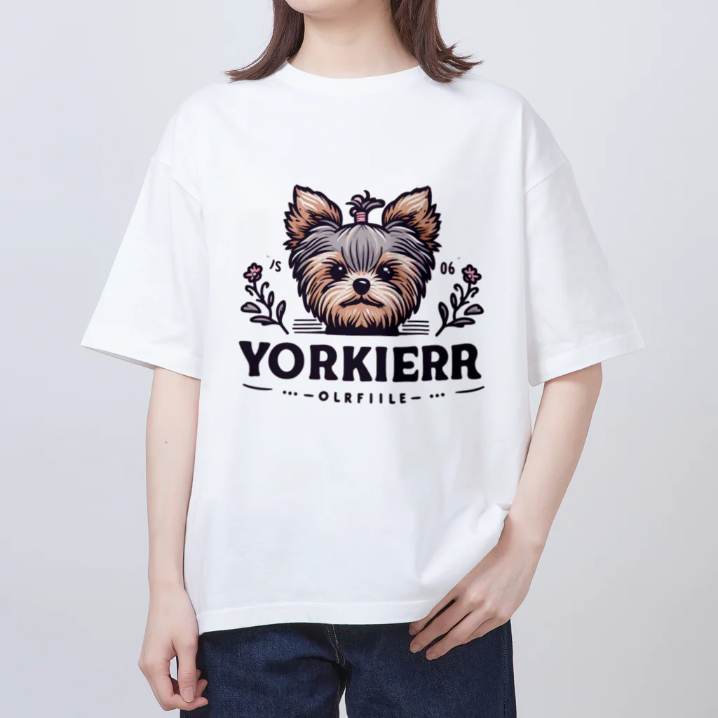 ガオのお店のかわいいヨークシャテリアのロゴ入りグッズ Oversized T-Shirt