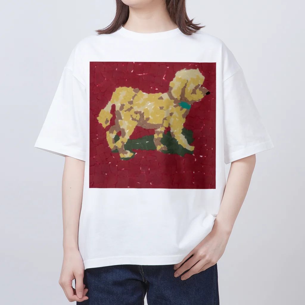 Yuhki | おばけのゆうき 公式オンラインショップのトコトコ歩く犬(ちぎり絵/貼り絵) Oversized T-Shirt