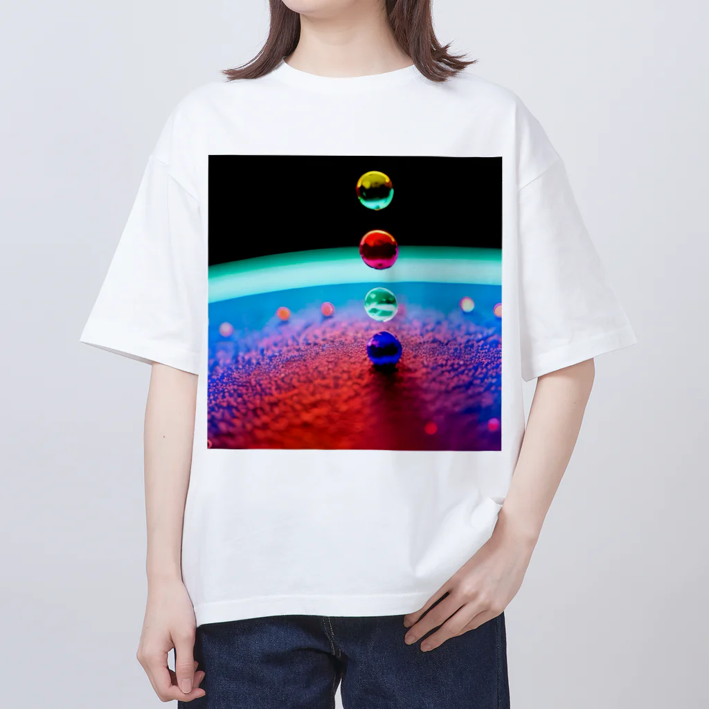 でおきしりぼ子の実験室のParticles‘ World(AI -Aided Design)-Square Pics オーバーサイズTシャツ