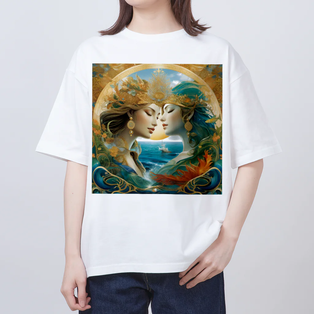 YukiMaruの海と波の祝福 オーバーサイズTシャツ