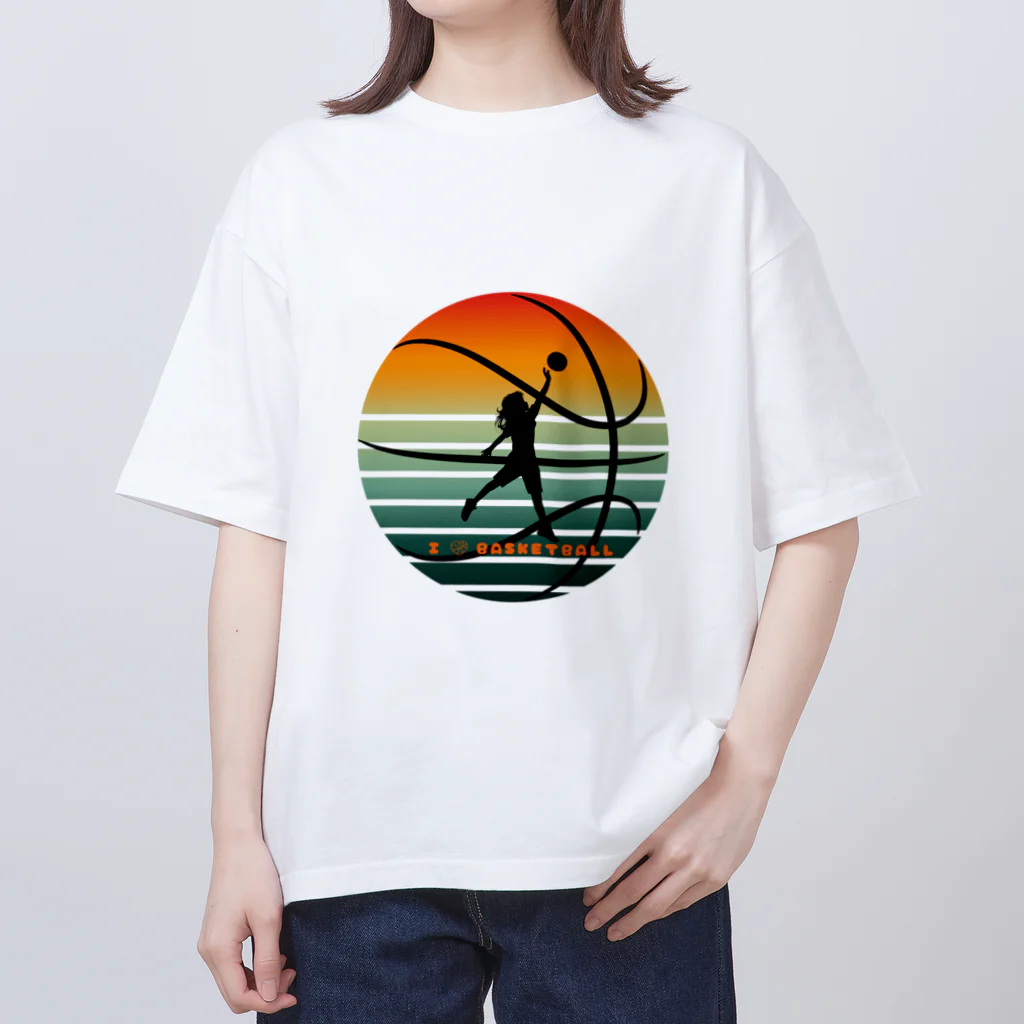 CyberArmadilloのI LOVE BASKETBALL（女バス） オーバーサイズTシャツ