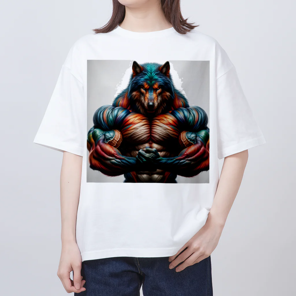 muscle_laboのrainbow wolf strong Oversized T-Shirt