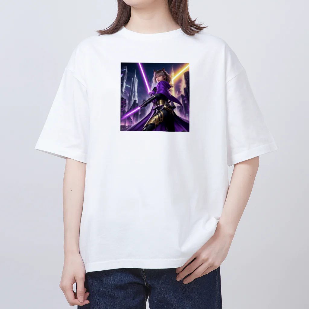 ZZRR12の「銀河都市の猫耳戦姫」 - ： "Galactic City's Cat-Eared Warrior Princess" オーバーサイズTシャツ