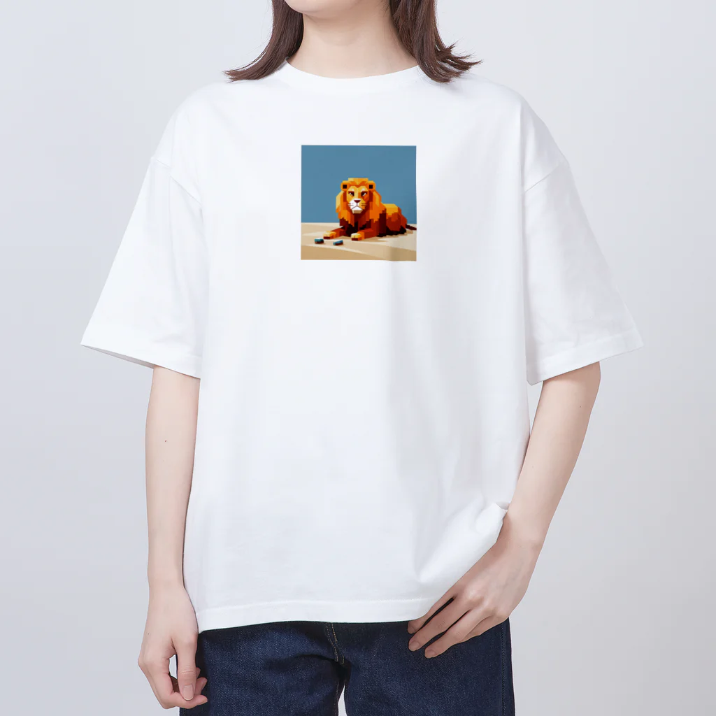 スマイル＿Ｓのドット絵ライオン オーバーサイズTシャツ