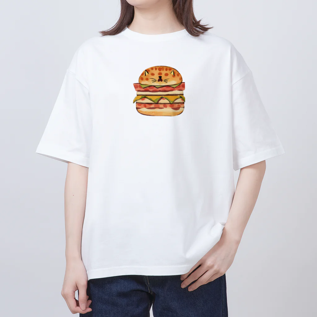 ひとやすみ　らいふのハンバーガーねこ Oversized T-Shirt