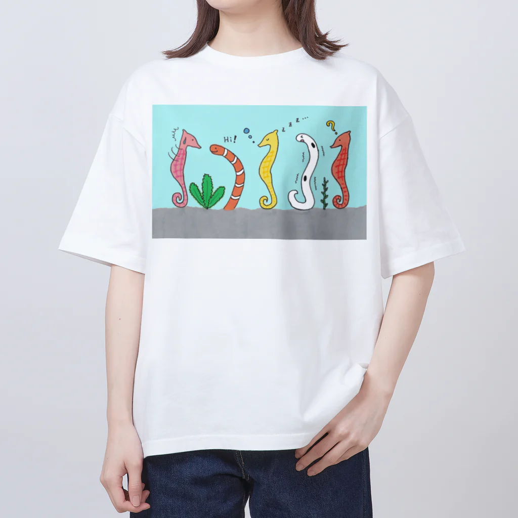 森図鑑の[森図鑑] 仲間に入れて（背景水色） Oversized T-Shirt