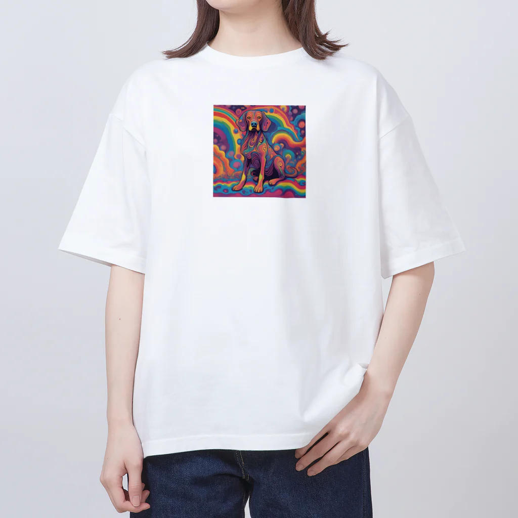 ひとやすみ　らいふのサイケな犬 Oversized T-Shirt