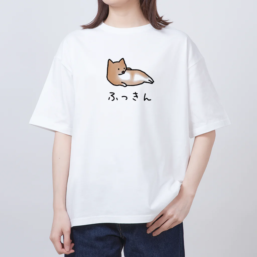 ねこなにもわからん の[筋トレ猫シリーズ]ふっきんねこちゃん[茶白猫] オーバーサイズTシャツ