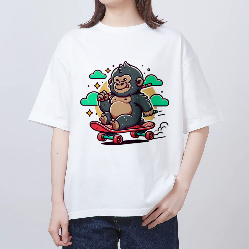 姫とすずり。のゴリくんスケーター オーバーサイズTシャツ