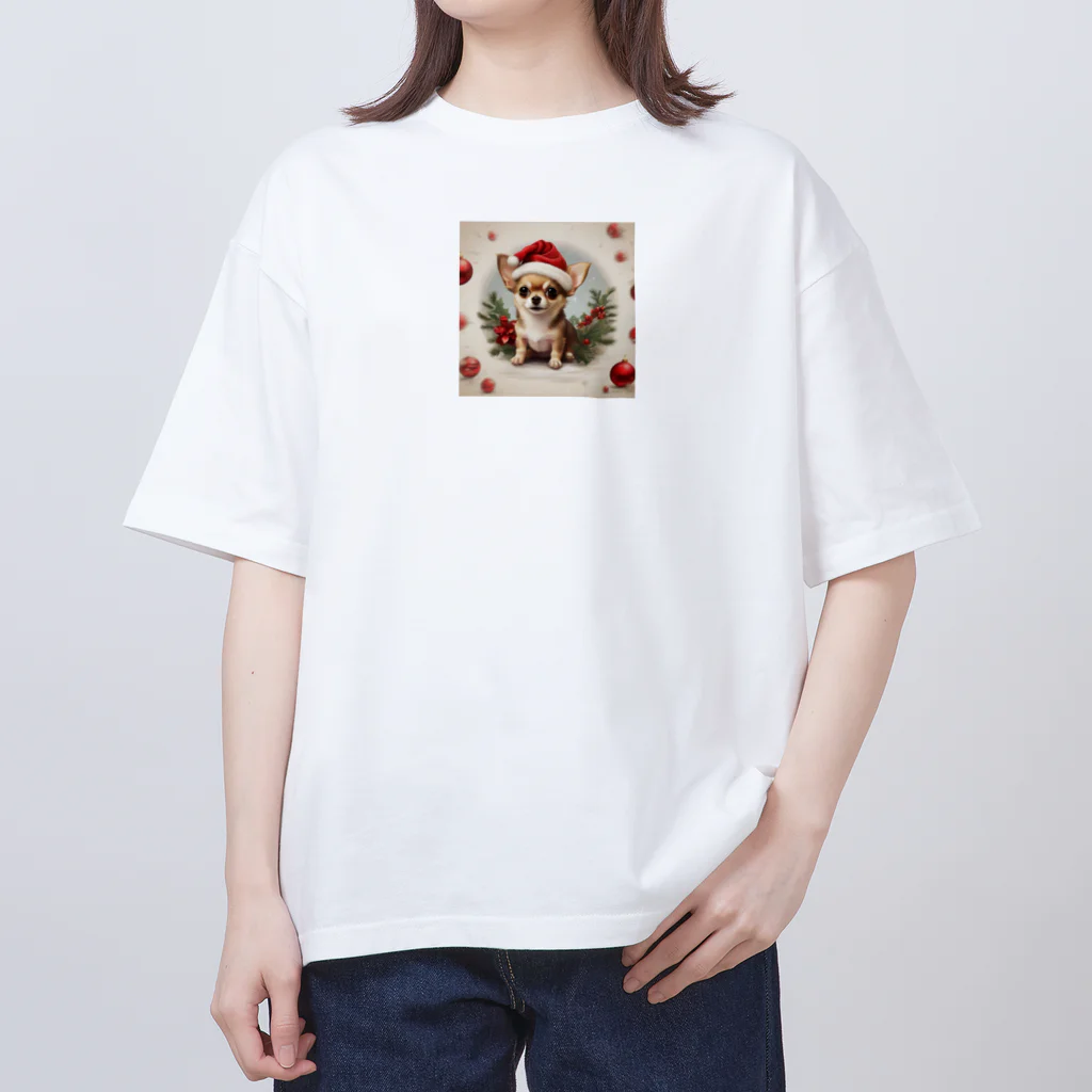 チワワ愛好家ショップのチワワがクリスマスの雰囲気を盛り上げる🎅🎄 オーバーサイズTシャツ