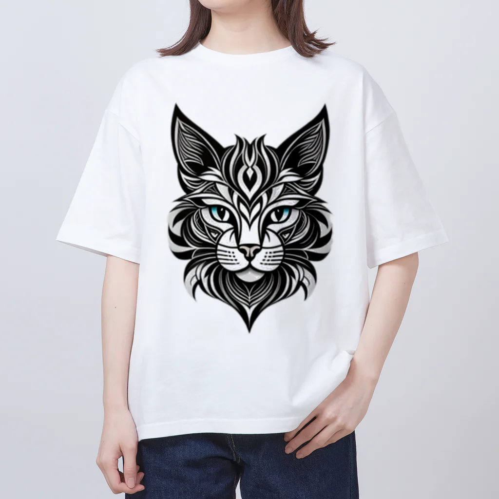 629_CAT_ARTのモノラルキャット2 オーバーサイズTシャツ