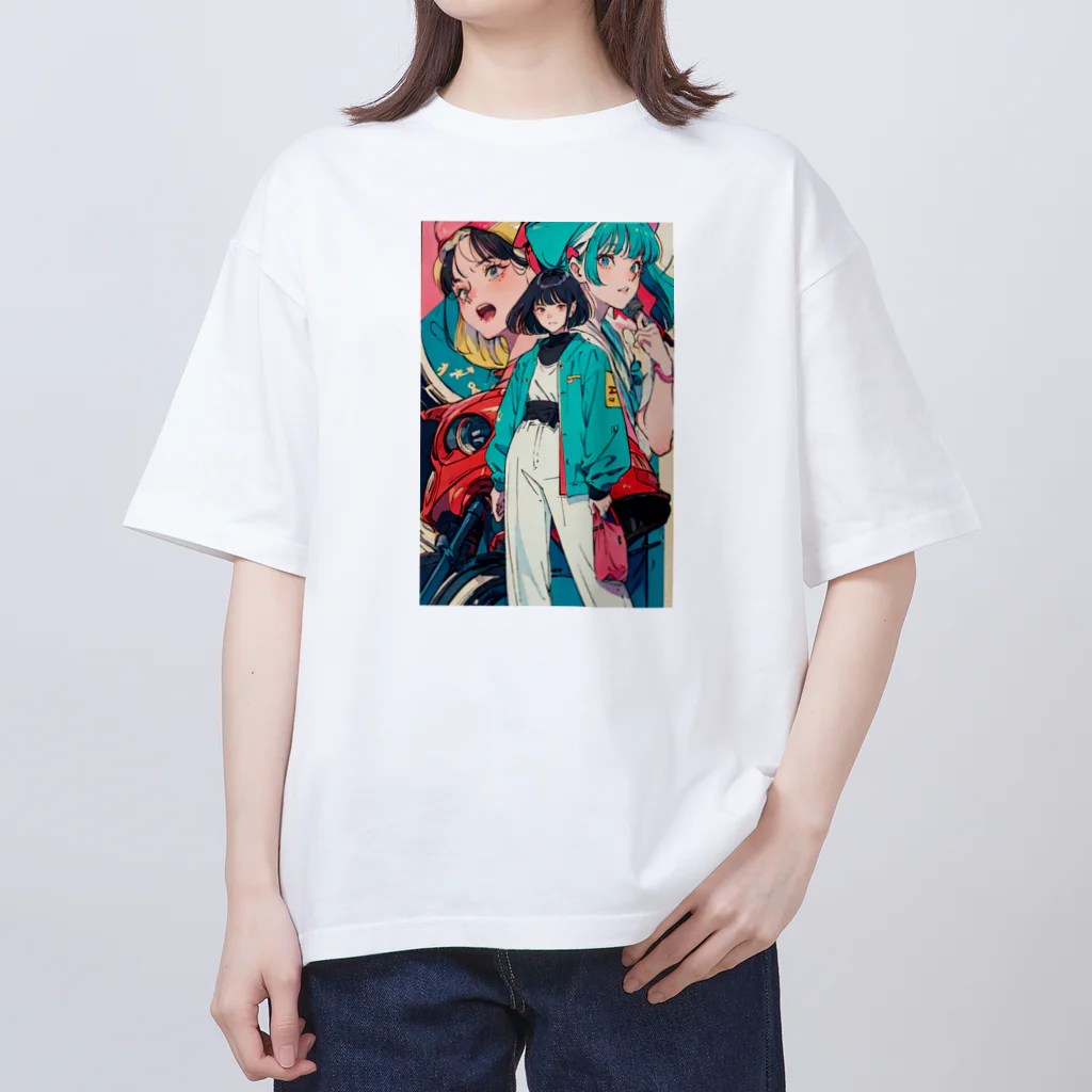 80s pop anime artの80年代の懐かしいアニメスタイル Oversized T-Shirt