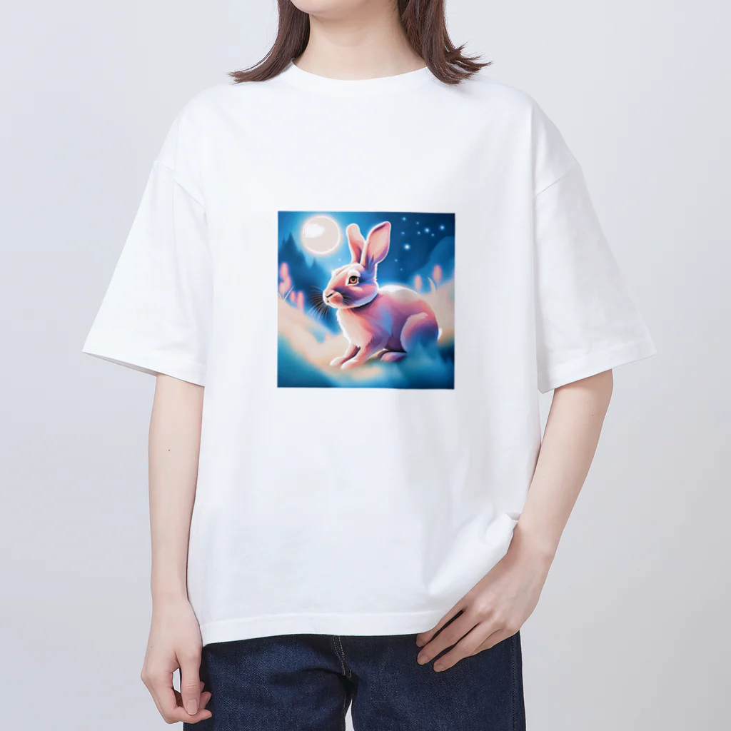 神秘的な動物達の神秘的なうさぎ オーバーサイズTシャツ