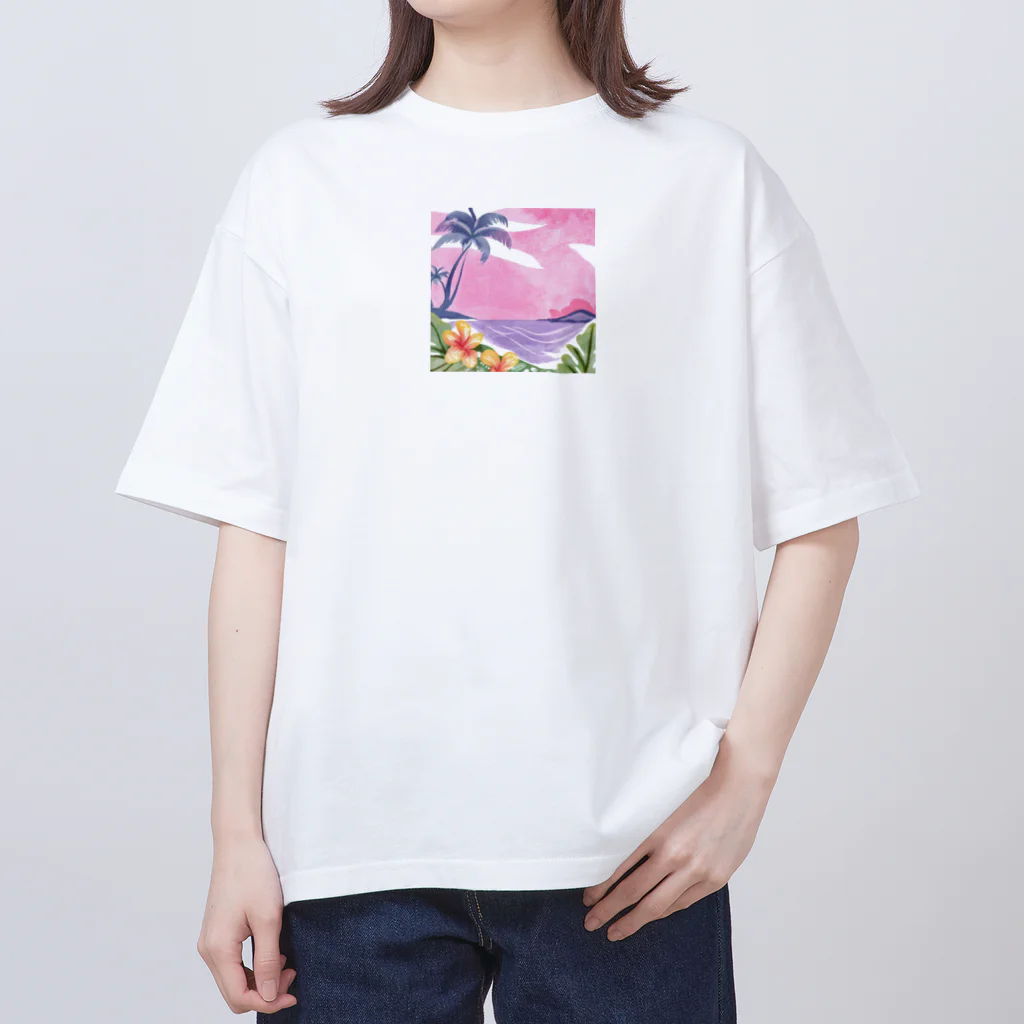 Sweet_moonLaboのHawaii　海とハイビスカス Oversized T-Shirt