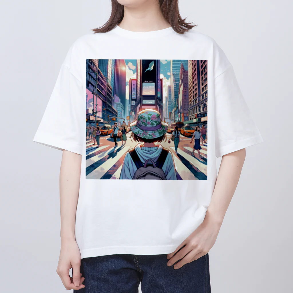 Artful Whiskersの一人旅の少女 Oversized T-Shirt