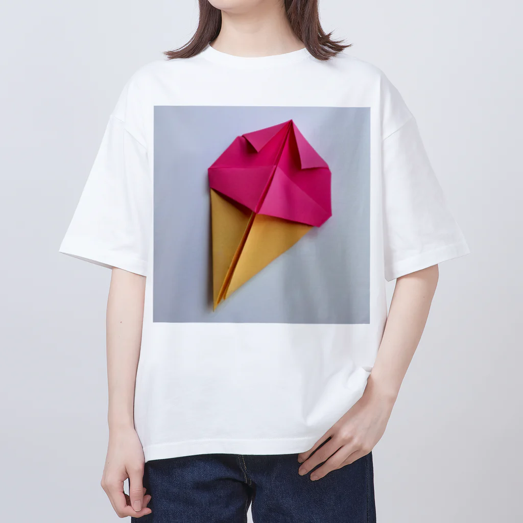 Hamatsukiのアイスクリーム（折り紙風アート） オーバーサイズTシャツ