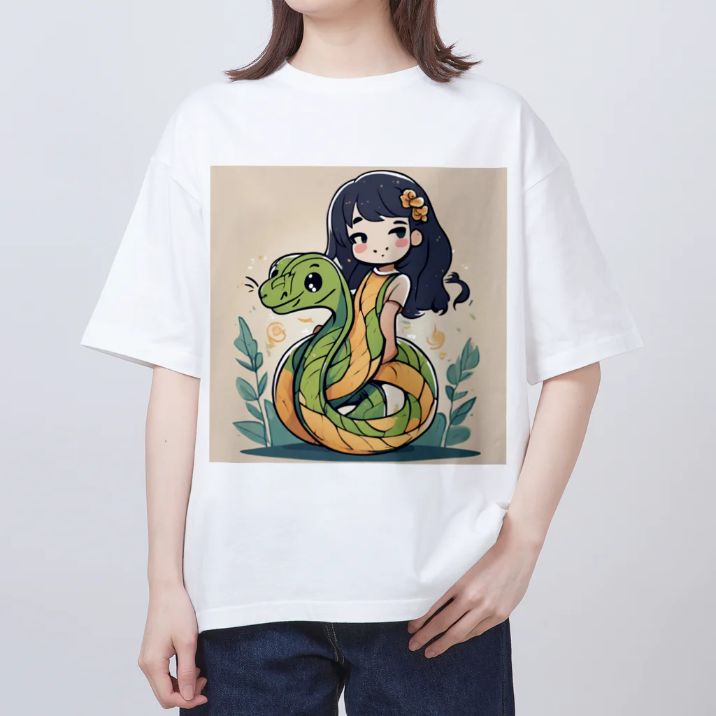 the blue seasonの仲良しの春風：少女と蛇の物語 オーバーサイズTシャツ