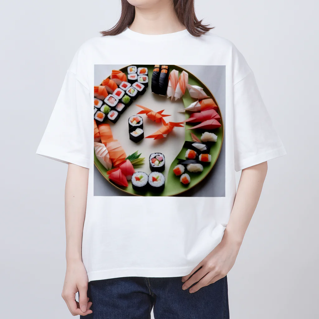 Hamatsukiの寿司（折り紙風アート） オーバーサイズTシャツ