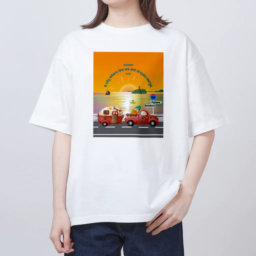 CyberArmadilloの湘南藤沢（2430）夕焼けコレクション Oversized T-Shirt