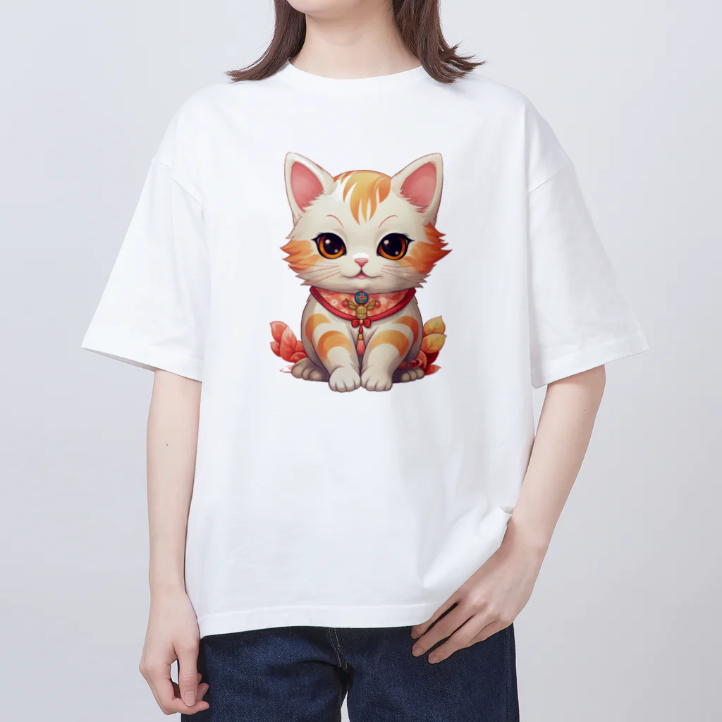 日向ぼっこの縁起猫 Oversized T-Shirt