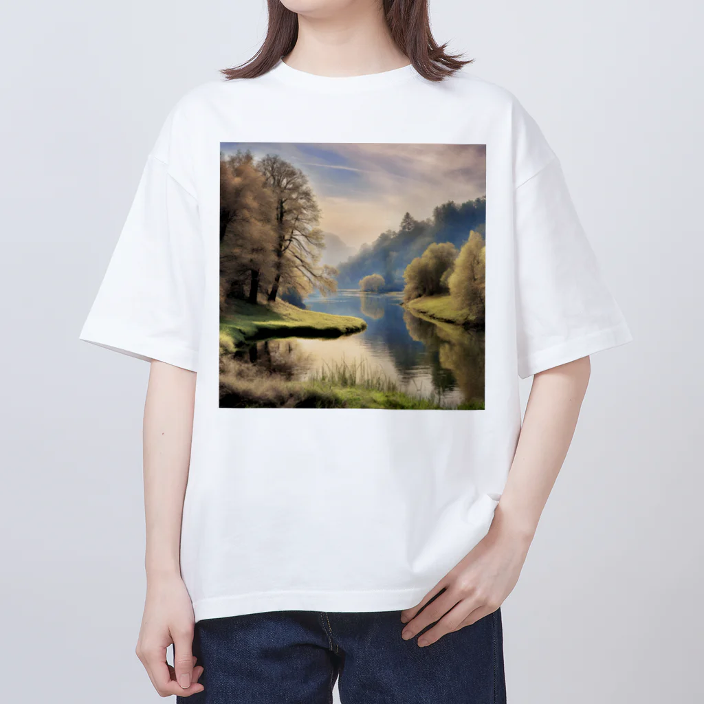 maikoのショップの静かな川辺の風景 オーバーサイズTシャツ
