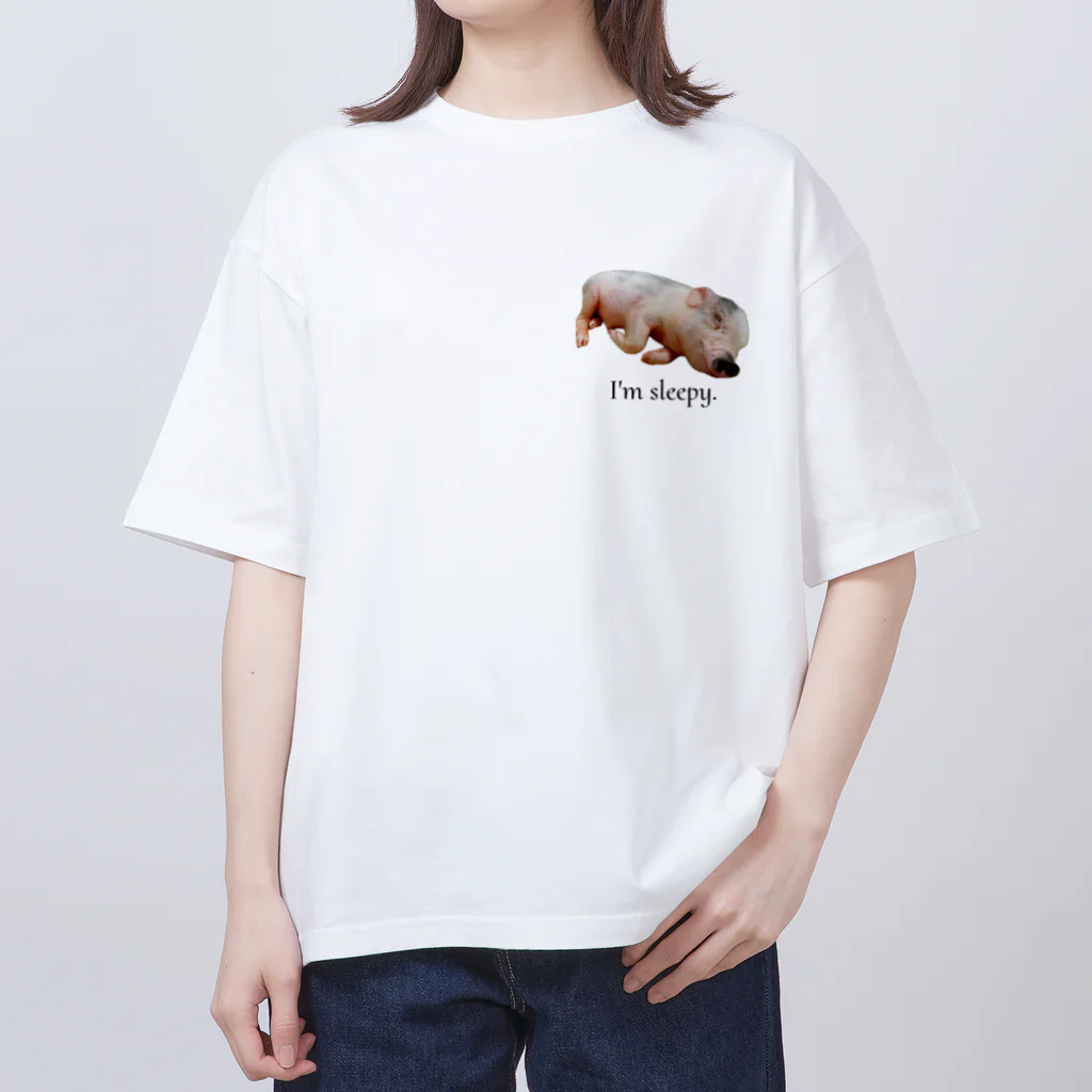 マイクロブタのまっはくんのI'm sleepy. Oversized T-Shirt