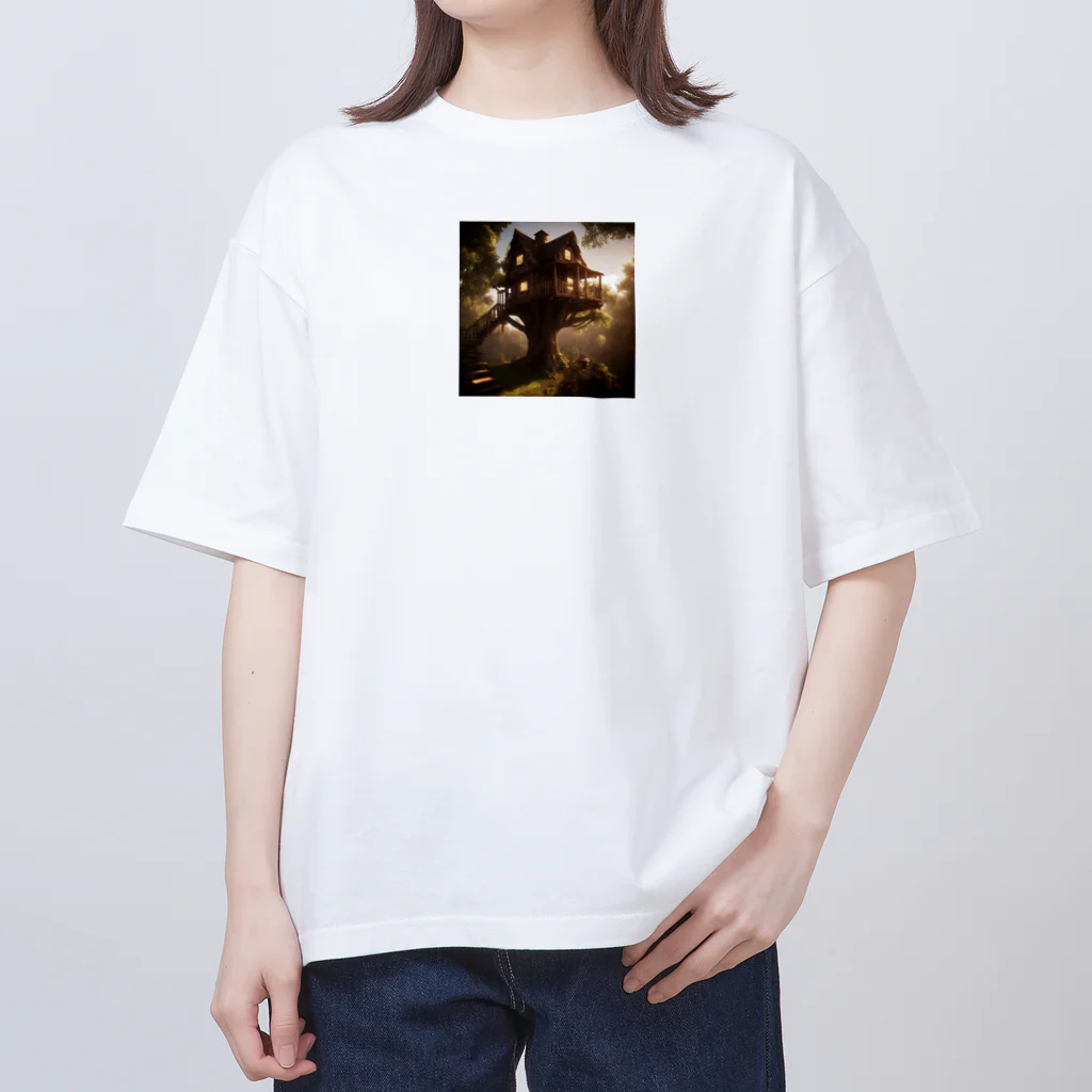AI Imaginationのツリーハウスのイラストグッズ オーバーサイズTシャツ