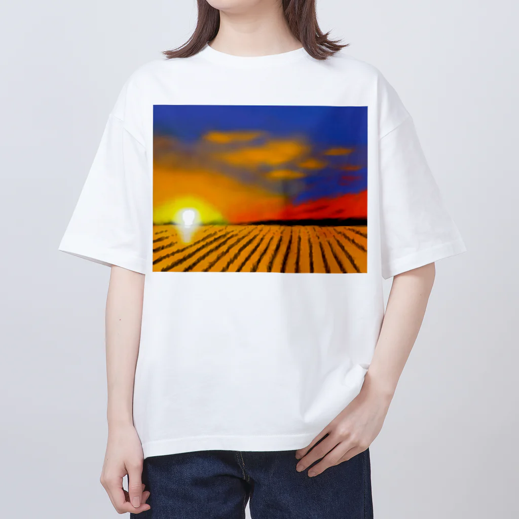 日々好日屋2号店の田んぼと夕焼け Oversized T-Shirt