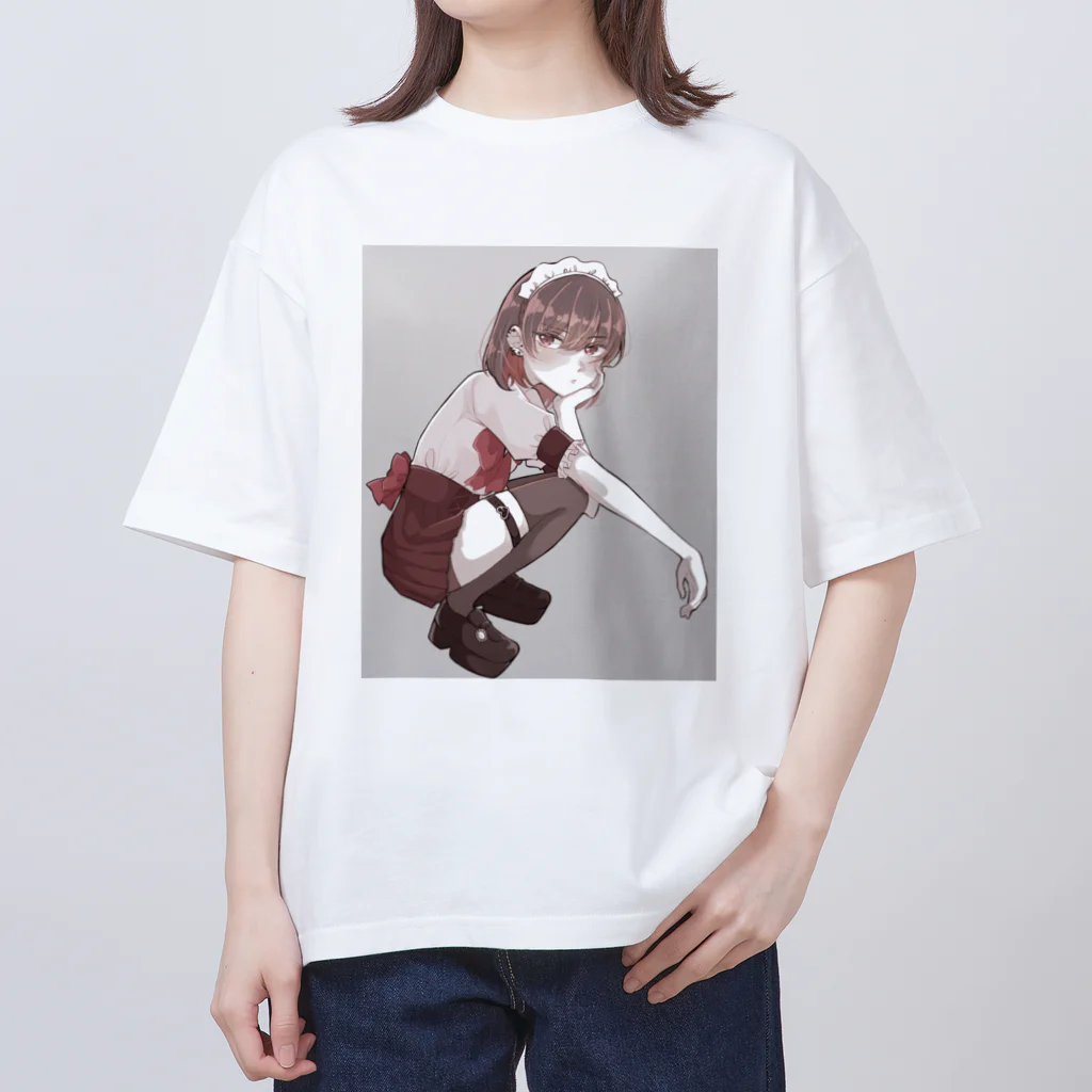 美衣の不服なメイドさん(背景あり) オーバーサイズTシャツ