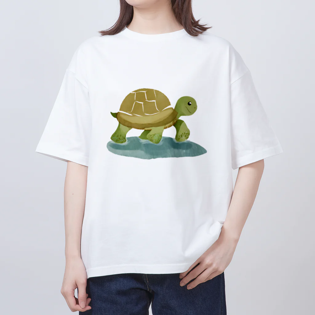 あにまるずSHOPの癒やしのカメのグッズ オーバーサイズTシャツ