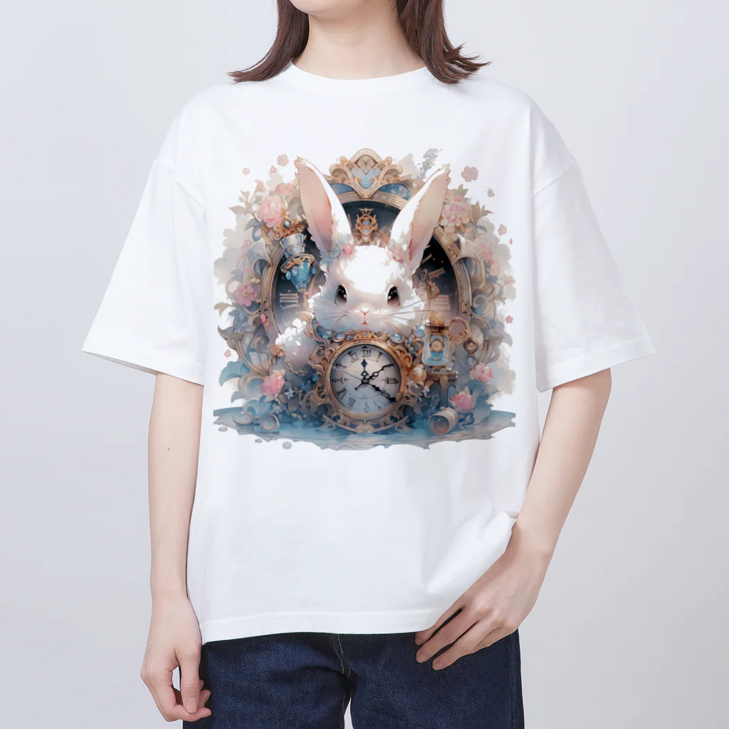 はなうさまほのうさぎと時計｡.:*･ﾟ オーバーサイズTシャツ