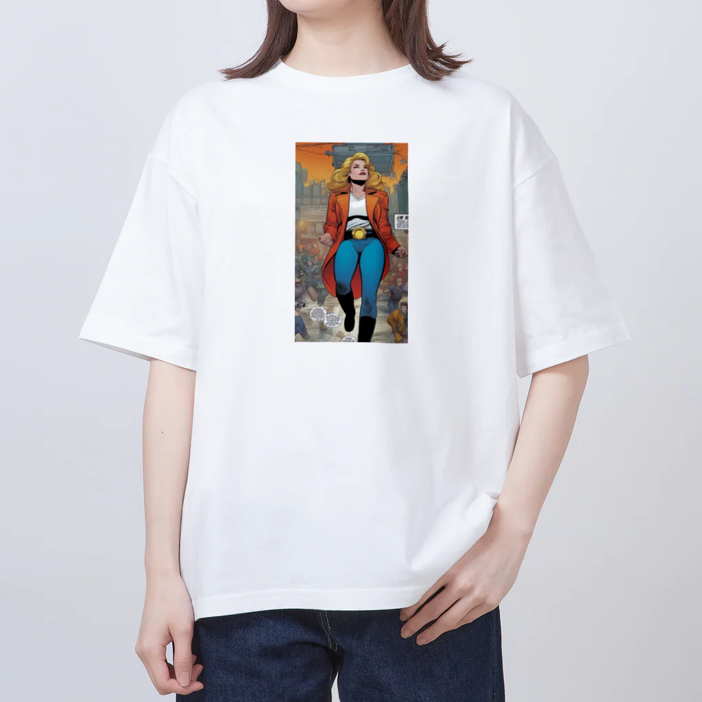 wtr3045のアメコミ風強い女性 オーバーサイズTシャツ