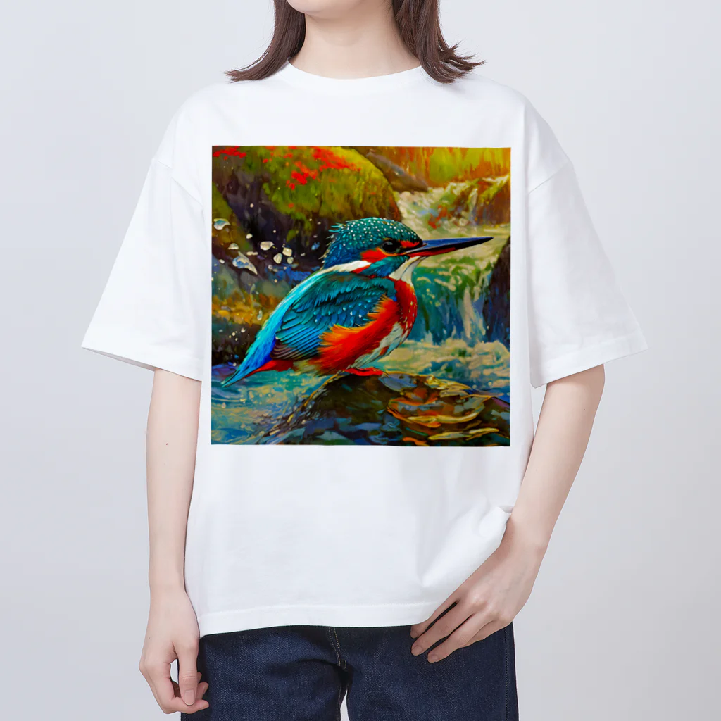 自然大好きの渓流のカワセミ オーバーサイズTシャツ