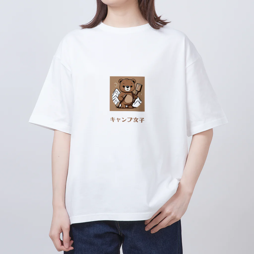 PORUPORU789の薪割りくまちゃん オーバーサイズTシャツ