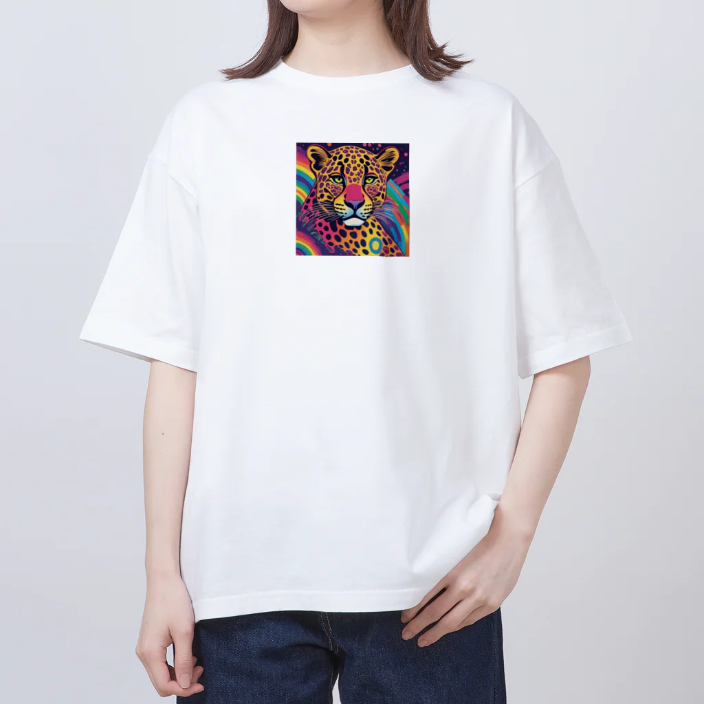 サイケデリックな世界のpsychedelicなヒョウ オーバーサイズTシャツ