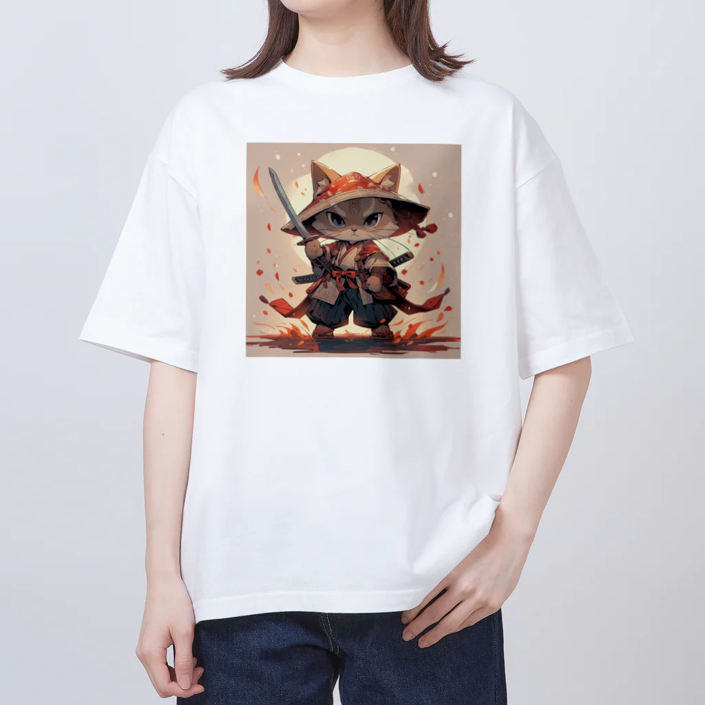 luckycongochanのNeko Samurai オーバーサイズTシャツ