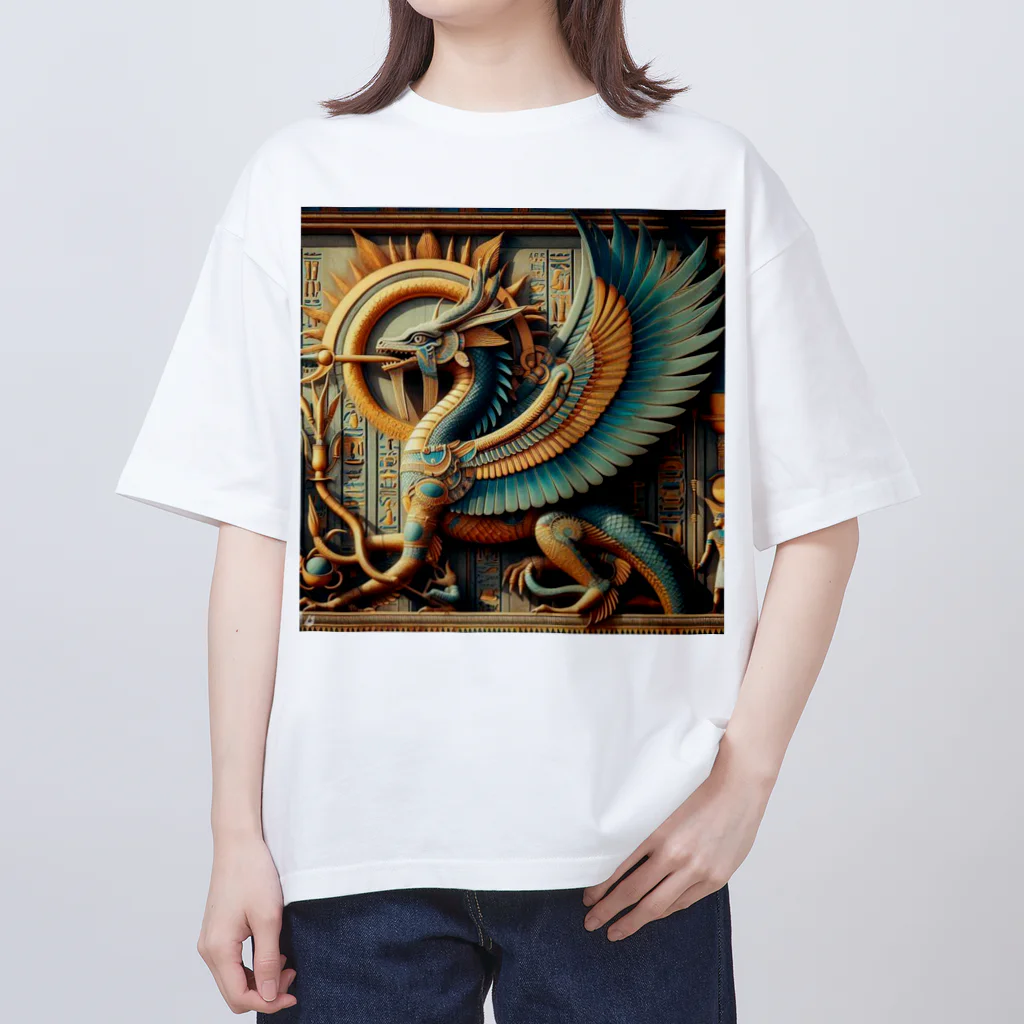 5656ショップの古代エジプトの太陽神ドラゴン オーバーサイズTシャツ