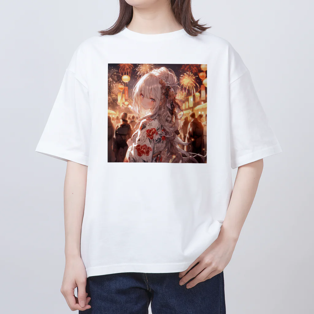 シルバームーンコーストの銀髪美女 シリーズ2 in 花火大会 Oversized T-Shirt