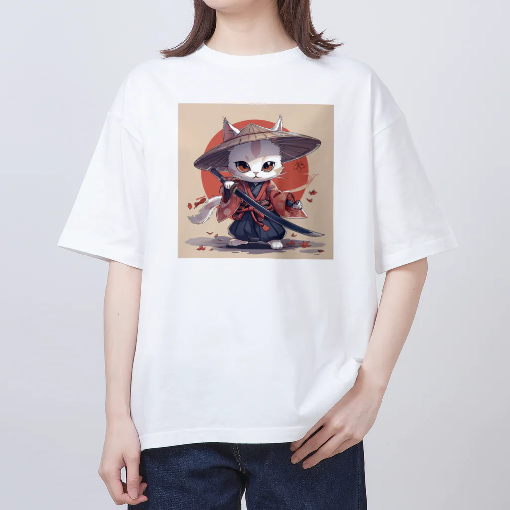 luckycongochanのNeko Samurai オーバーサイズTシャツ