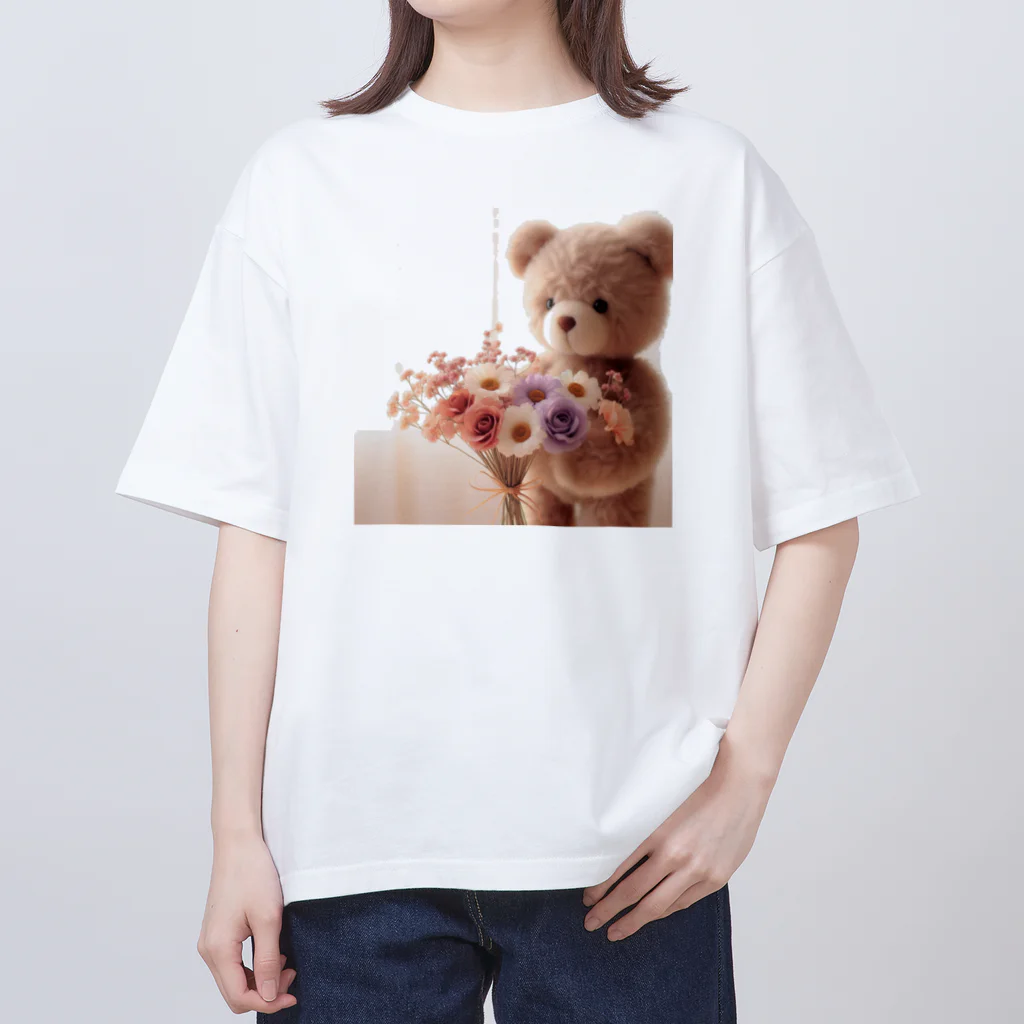 星パンダショップのはなとくま　～flower and bear～ オーバーサイズTシャツ